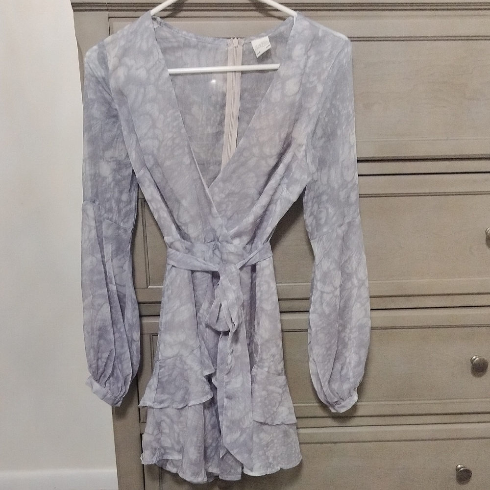 Elegant Light Gray Wrap Dress